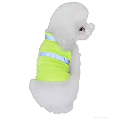 Tehaux Dog Summer Clothes- Dog Reflective Safety Vest High Visibility Breathable Dog Summer Clothes For Walking Running Hiking (Fluorescent Yellow- L) #TOP18