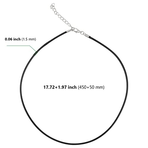 HAKZEON 100 PCS 20 Inch Black Necklace Cord with Lobster Clasp, 1.5mm Waxed Necklace String Cord - Image 2