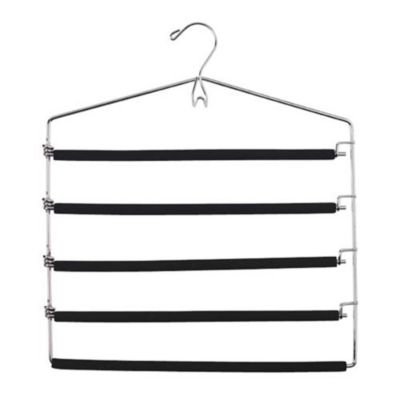 Lakeland Black 5 Bar Padded Trouser Hanger With Belt Hook