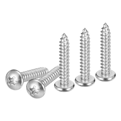 DTGN #10x1" Phillips Pan Head Self-tapping Screw - 60Pack - Bright Finish 304 Stainless Steel Sheet Metal Screws Wood Screws