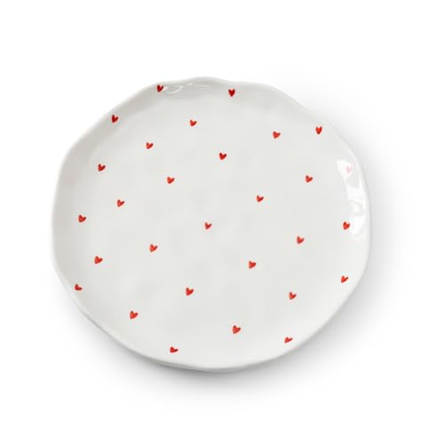 Koythin 8 Inch Little Love Heart Ceramic Dinner Plate, Pasta Dessert Dish