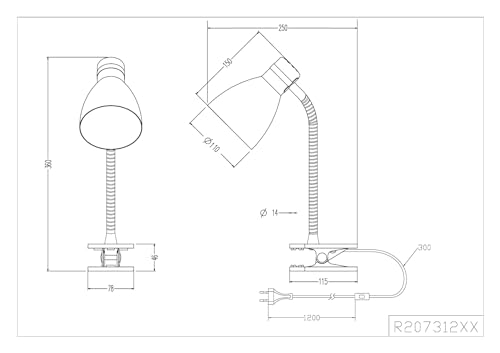 Lampe à pince Harvey manque de place bureau flexible métal noir E27 - 8