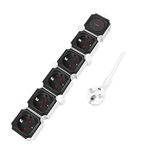Logilink Outlet Strip. 5 Safety Sockets. Snake-Shaped. White/Black - 10