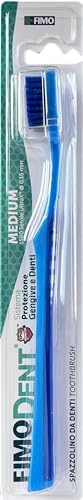 Fimodent Medium Spazzolino con Sistema Protezione Gengive e Denti - Dotato di 1509 Setole UltraX con Durezza Media Delicate su Gengive e Smalto - Colore Blu