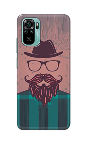 Image of PRINTFIDAA Man Icon with Beard Shirt Hipster Printed Designer Hard Case for Redmi Note 10, Redmi Note 10S Back Cover -(e) RPM1001
