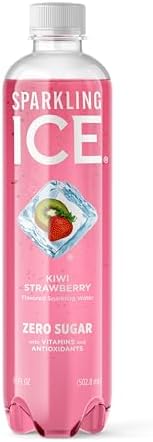 Sparkling Ice, Kiwi Strawberry Sparkling Water, Zero Sugar Flavored Water, with Antioxidants and Vitamins, 17 fl oz Bottle