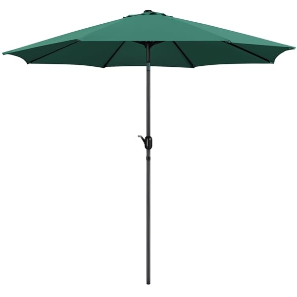 Yaheetech Sombrilla de Jardín Inclinable 294x252 cm Anti UV con Manivela Aluminio y Poliéster Impermeable para Terraza Exterior Balcón Piscina Patio Verde Oscuro