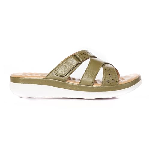 Image of Khadim's Softouch Leather Platform Heel Slip On Sandal for Women | 1.5 Inch Low Heel | Suitable for Daily Use