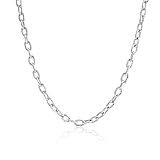 JEAN RACHEL JEWELRY Men’s Solid 925 Sterling Silver Hammered Cable Chain Necklace - Heavy Oxidized Links - Antique Finish