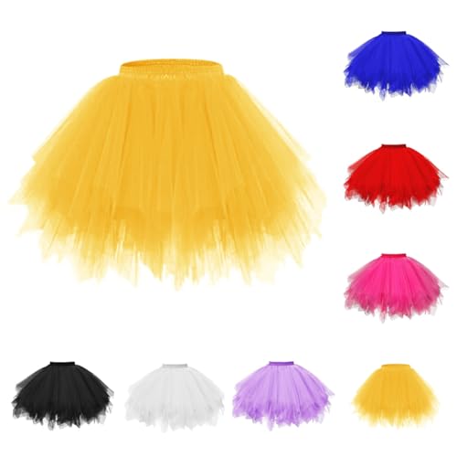 Tüllrock Gelb Damen Bienen Kostüm, Karneval Kostüm Damen Tüllrock 50er Rockabilly Petticoat Retro Tutu Ballet Cosplay Prom Abendkleider Anlass