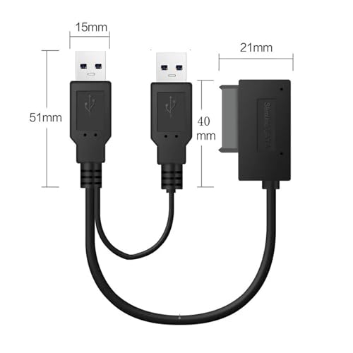 Cable adaptador SATA a USB 2.0 con alimentación externa miniatura 3