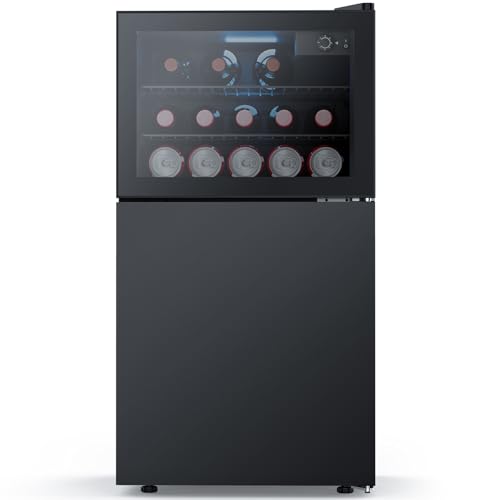 Image of COWSAR 2.6 Cu.Ft Beverage Refrigerator & Mini Fridge with Freezer - Glass Door, Reversible Design, Adjustable Thermostat for Dorm, Office, Bedroom
