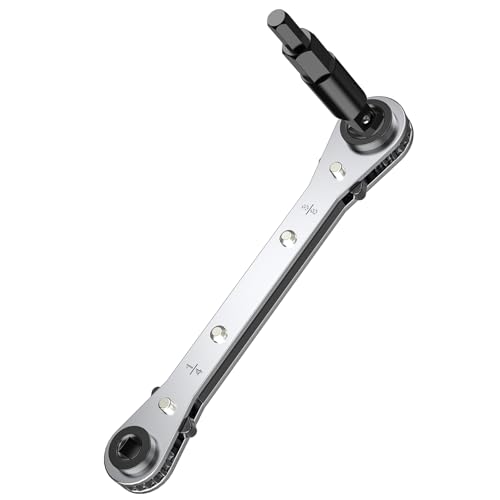 HVAC Service Wrench Refrigeration Ratcheting Wrench 3/8 1/4 5/16 3/16 AC Wratchet Tool with Hex Bit Adapter UIInosoo for Air Conditioning Refrigeration Equipment Gas Furnace