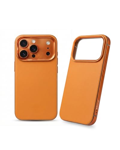 Image of SkynUp Linea Premium Leather Back Cover Case for iPhone 17 Pro Max | MagSafe Compatible | Orange