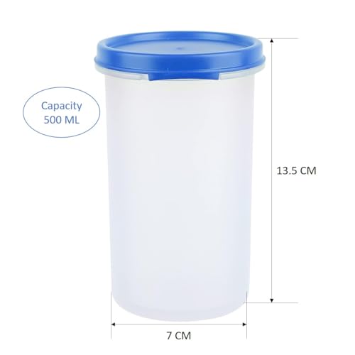 Image of RIOMAX Plastic Kitchen Storage Containers /Round Storage Container with Removable Lid /Fridge Storage Container /Fridge Organizer /Freezer Storage Containers (500ML, Pack of 6)