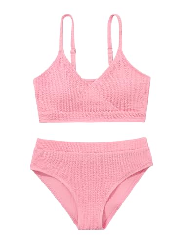 Image of Girl's 2 Piece Swimsuit Solid Spaghetti Strap Bikini Sets Beach Bathing Suit Swimwear for Teen Girls
