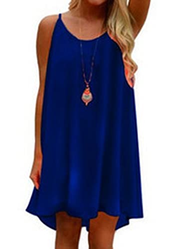 Acramy Damen Strandkleid Kurz Spaghettiträger Kleid Chiffon Sommerkleid...