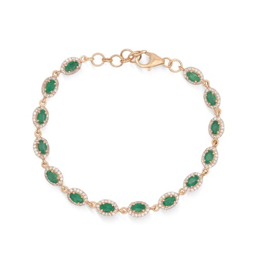 Bracelet rivière onyx vert et argent 925 rose fait main avec gemmes ovales