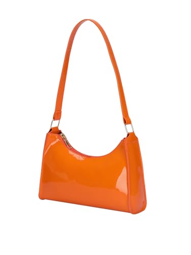 QWINEE Women's Artificial Patent Leather Tote Bag for Women Zipper Square Satchel Purse Ladies Shoulder Crossbody
