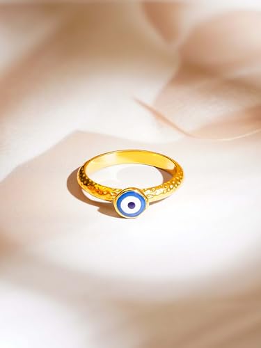 Image of 18K Gold Plated Enamel Evil Eye Ring for Womens | Statment Rings for Women | Waterproof and Anti Tarnish Demifine Jewelry | Gifts for Women & Girls | 1 Year Warranty*