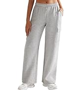 YEOREO Sweatpants Womens Cargo Pants Fleece Lined Wide Leg Joggers Baggy Drawstring Nairi Sweat P...