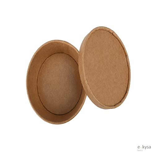 Image of Disposable Thick-Walled Craft Paper Food Container Bowl /Tub with lid, 1000 ml, Pack of 15 - Brown