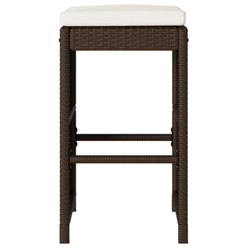 Tabourets de bar jardin résistants aux intempéries en polyrotin marron lot de 2
