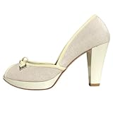  Dècolletè NeroGiardini P000618E Scarpe Spuntate con Plateau, Tessuto Glitter Beige e Argento, Vera Pelle n. 36 EU