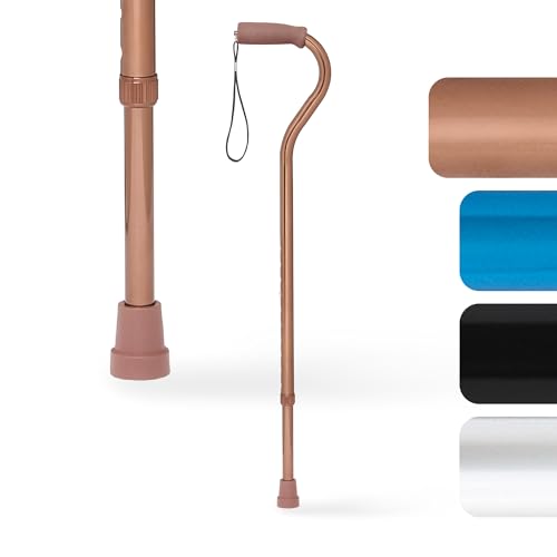 Medline Aluminum-Bronze Offset Walking Cane, Adjusts 29–38” & Supports Up to 300 Lbs. — Mobility Aid Provides Balance for Seniors & Adults