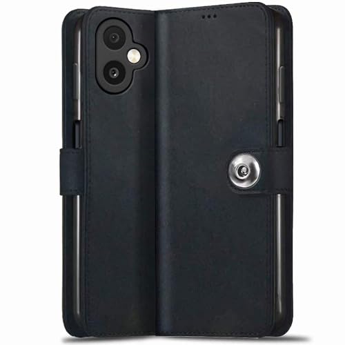 Image of TheGiftKart Flip Cover Back Case for Samsung Galaxy M07 / F07 | Genuine Leather Finish | Designer Button | Inbuilt Pockets & Stand | Wallet Style Flip Back Cover Case (Faux Leather, Black)