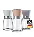 vendify® 3er-Set Gewürzmühle mit Keramik-Mahlwerk aus Glas & Edelstahl einstellbar grob bis fein - Pfeffermühle & Salzmühle Edel Manuell