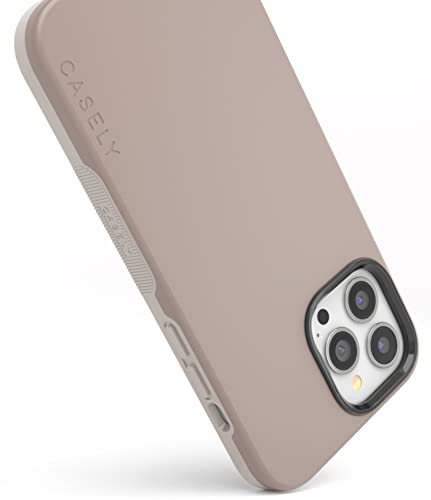 Casely iPhone 14 Pro Max Case | Taupe on Nude | Neutral Solid Beige Aesthetic Cream | Compatible with MagSafe