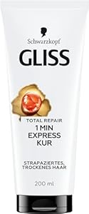 Gliss 1-Minute Intensivkur Total Repair (200 ml), Haarkur mit flüssigem Keratin für trockenes und strapaziertes Haar, schon nach 1 Minute wirksam