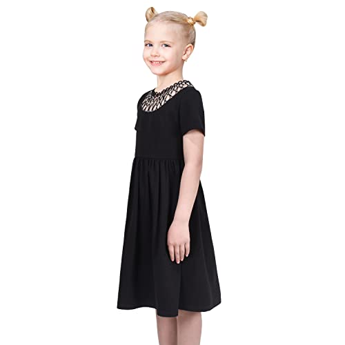 Image of Sunny Fashion Girls Dress Colorful Striped Knitted Cotton Stretch School