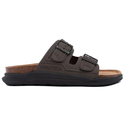 Image of Nautica Men's Sandals - Casual Slides with 2 Adjustable Buckle Straps and Cork Footbed for Ultimate Comfort and Style (Regular /Wide Width, Big Size)