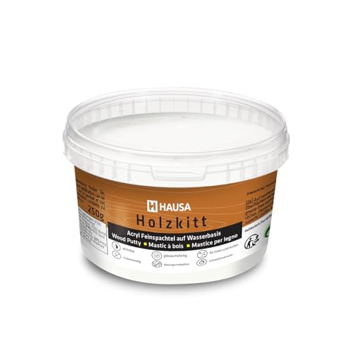 HAUSA Holzkitt 250 g Weiß Holzspachtelmasse Kitt für Holz Holzspachtel/Füllmasse zum Reparieren von Holzschäden gebrauchsfertig ausgezeichnete Füllkraft schnelltrocknend rissbeständig