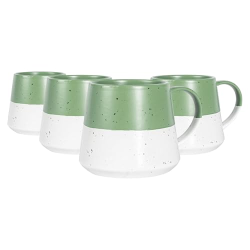 Image of Nicola Spring Ceramic Coffee Mugs Set - 370ml - Pack of 4 Sage Dipped Flecked Stoneware Coffee Cups Dishwasher & Microwave Safe Large Tea Mugs for Hot Drinks, Hot Chocolate, Tea