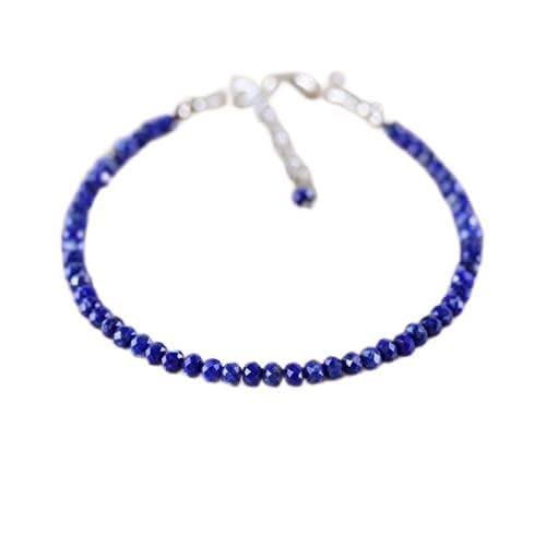 Lapis lazuli perles facettées 3mm bracelet empilable unisexe en argent