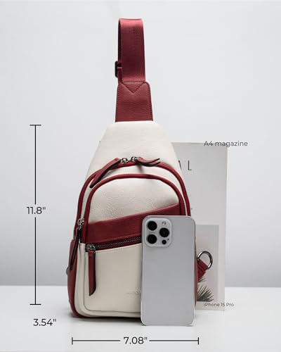 Image of Alldaily Large Sling Bag for Women Crossbody Purse Leather Fashionable Trendy Chest Bag for Travel, Fanny Pack (Red&White)