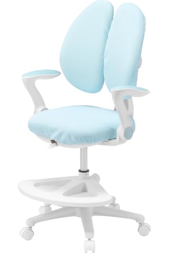 サンワダイレクト 学習椅子 小学生 子供 姿勢矯正 跳ね上げ式肘置き 背もたれ調節可能 足置き ガス圧昇降 洗えるカバー付き ブルー 150-SNCK47BL