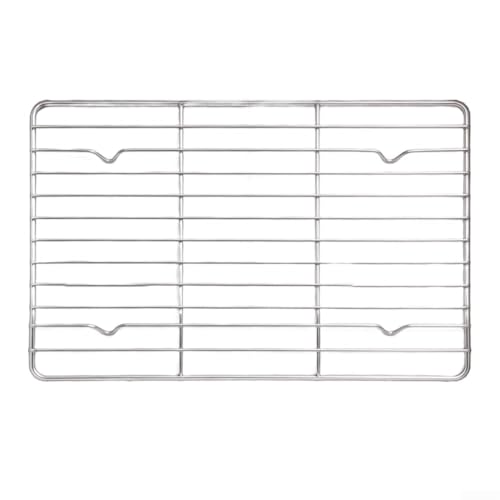 Hosrivae Rejilla de refrigeración de acero inoxidable, rejilla de barbacoa de doble propósito y separador de aceite, malla resistente para barbacoa al aire libre y hornear, plateado, 23 x 16,5 cm