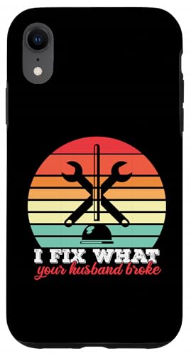 私はあなたの夫が面白い配管工ユーモアの修理を壊したものを修正します スマホケース iPhone XR 用