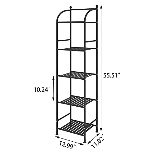 Fkuo 5 Tier Bathroom Storage Open Shelf Unit, Free-Standing Metal Corner Rack Shelving For Kitchen, Living Room, Hallway (Black, 5 Tier) #TOP2