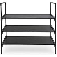 BGRQRIQ 3-Tier Metal Shoe Rack Organizer with Fabric Shelves