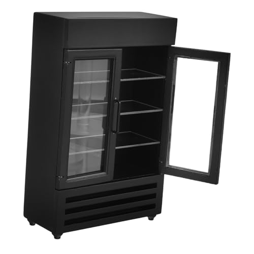 SEWACC Mini Refrigerador Miniatura para Casa de Muñecas Decoración Realista y para Proyectos de Bricolaje Color Negro Accesorio para Dormitorios y