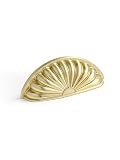 JIASENBAO Brushed Gold Cabinet Cup Pulls 3' Hole Center 5 Pack Brass Drawer Pulls Kitchen Hardware Cabinet Handles Dresser Handles Knobs