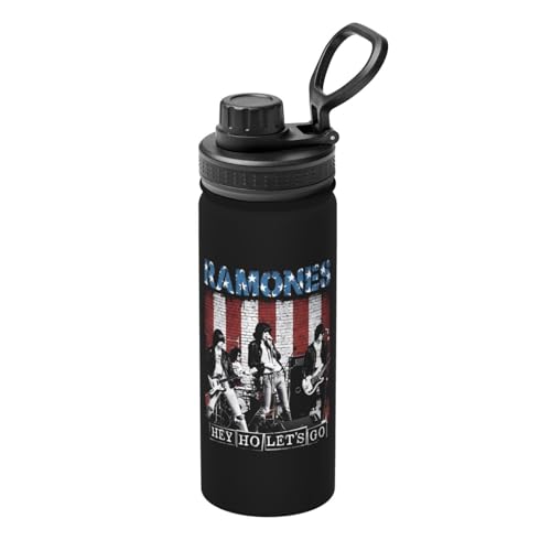 Ramones ラモーンズ 魔法瓶 水筒 スポーツウォーターカップ スポーツボトル 直飲み ステンレス マグ ボトル 大容量 ポータブル こぼれ防止 持ち手付き 真空断熱 持ち運びが簡単 保温保冷 アウトドア 登山 自転車 遠足 男女兼用 18oz