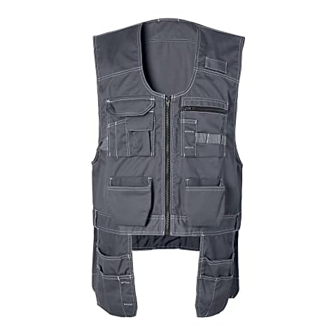 GSGGIG Men's Work Utility Tool Vest Ripstop Workwear with Multiple Pockets, Outdoor Fishing Vest for Men B208-Gray-XL Cover
