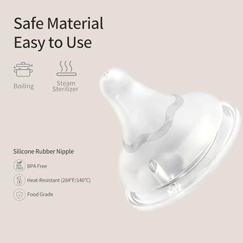 Image of Pigeon Silicone Nipple (M) with Latch-On Line, 3+ Months, 4 Counts | Natural Feel, Medium Flow