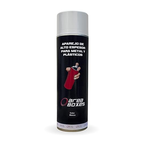AREABOXES Pintura APAREJO En Spray, Alto Espesor, Poder De Relleno, Fácil Lijado. Uso Post Imprimación o Para Metal, Plástico, Madera, Etc. Aparejo P/Coche Calidad 2k. Aparejo 500Ml. (1, Blanco)